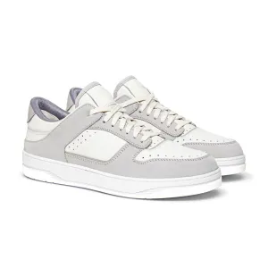 Grey and White Leather Hayden Lace Up Sneakers - Summer 2024 Collection