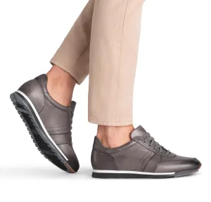 Grey Leather Tausor Lace Up Running Sneaker Shoes - AW24