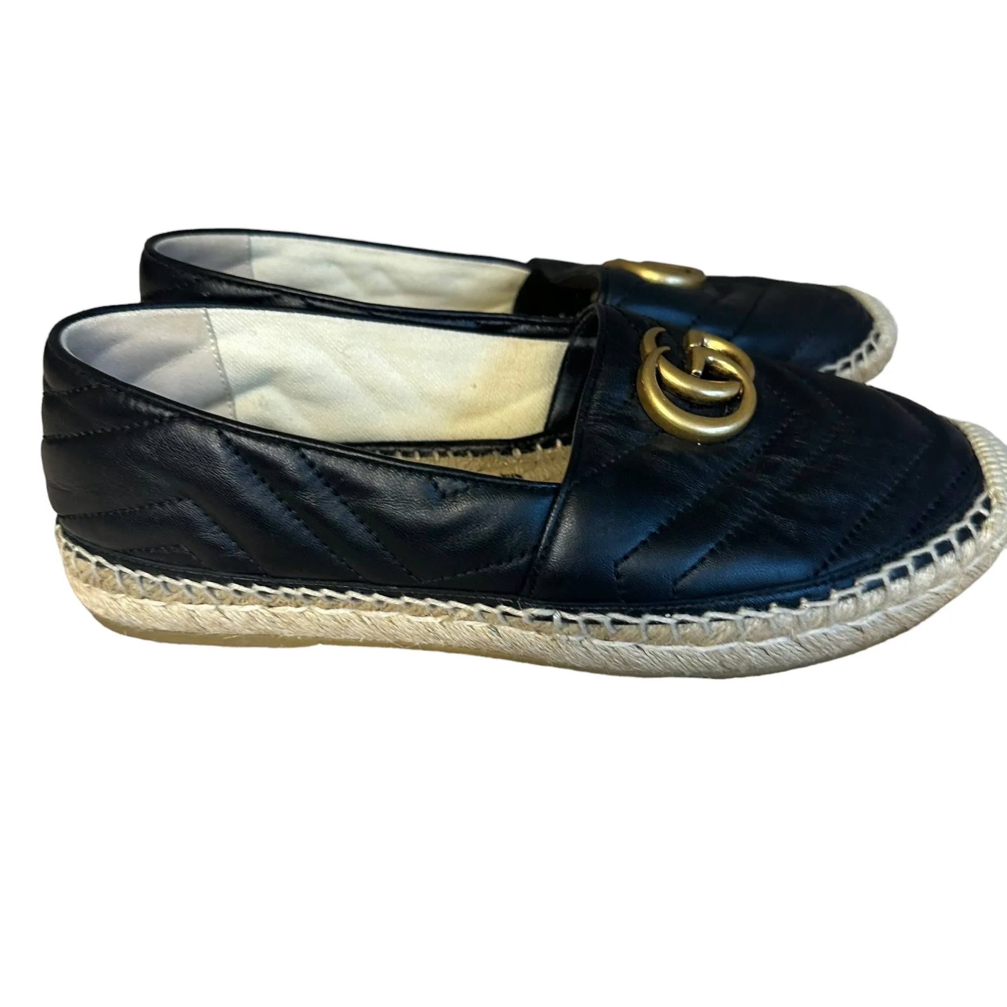 Gucci Black Marmont Leather Espadrille