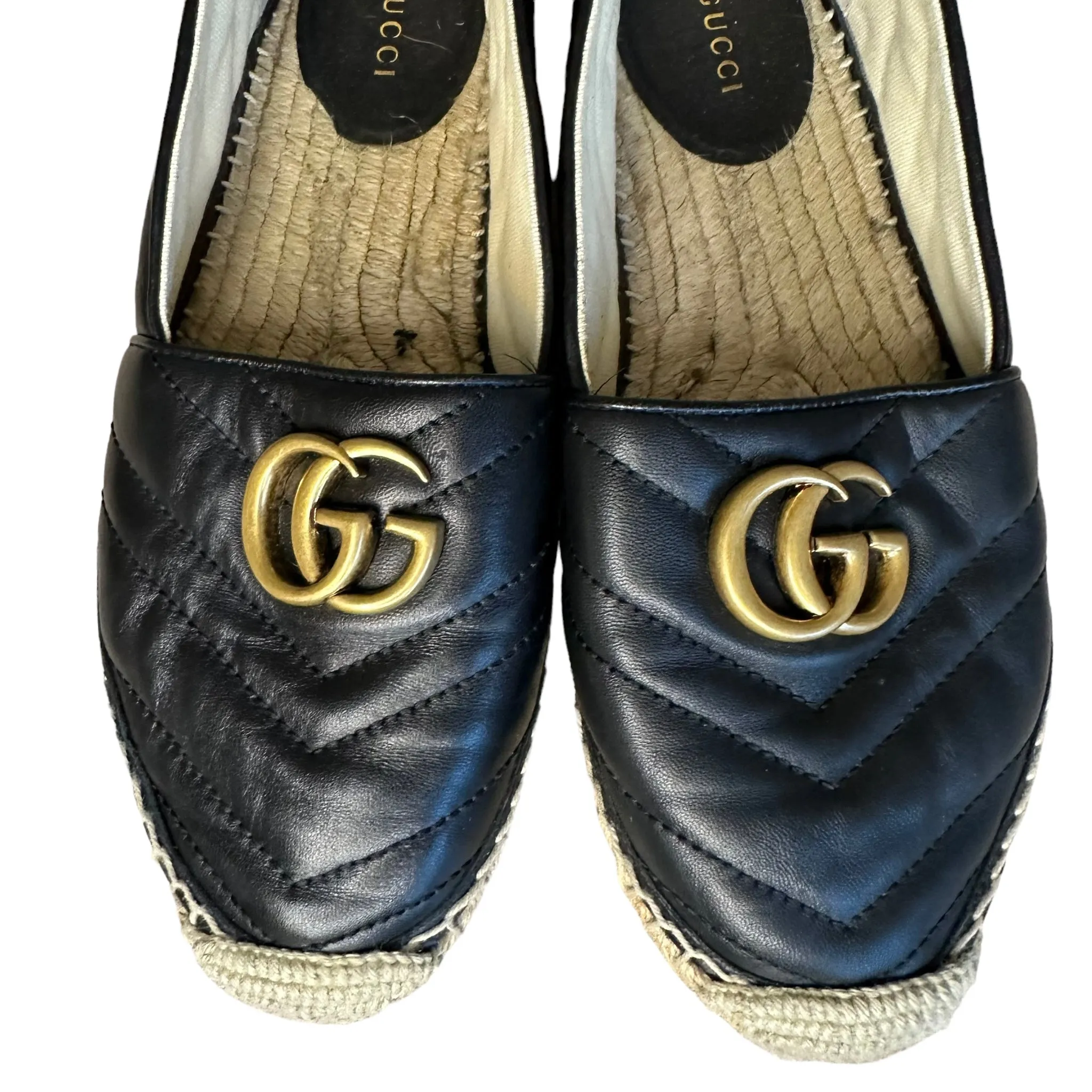 Gucci Black Marmont Leather Espadrille