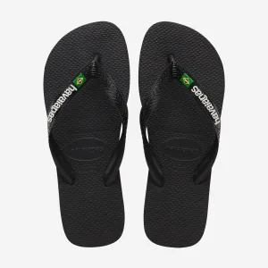 Havaianas Brasil Logo Kids Flip Flops - Black/Black