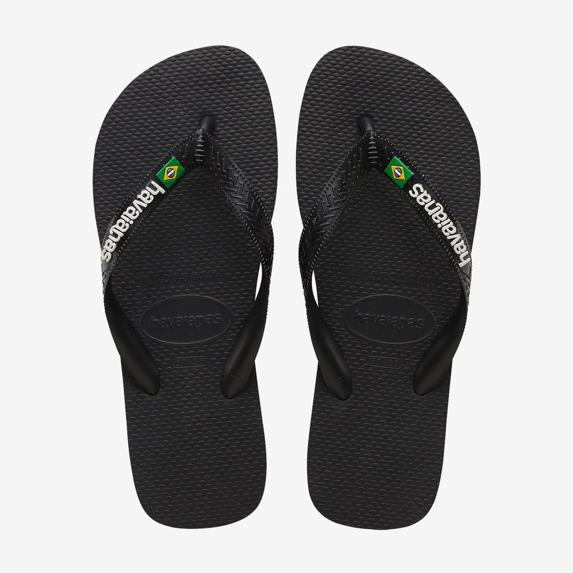 Havaianas Brasil Logo Kids Flip Flops - Black/Black