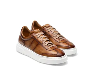 Height Increasing Tan Leather Navua Lace Up Sneakers