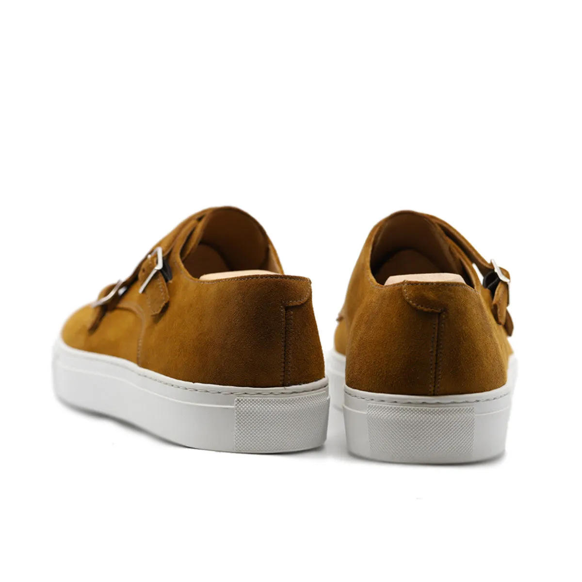 Height Increasing Tan Suede Ferrol Monk Strap Sneakers