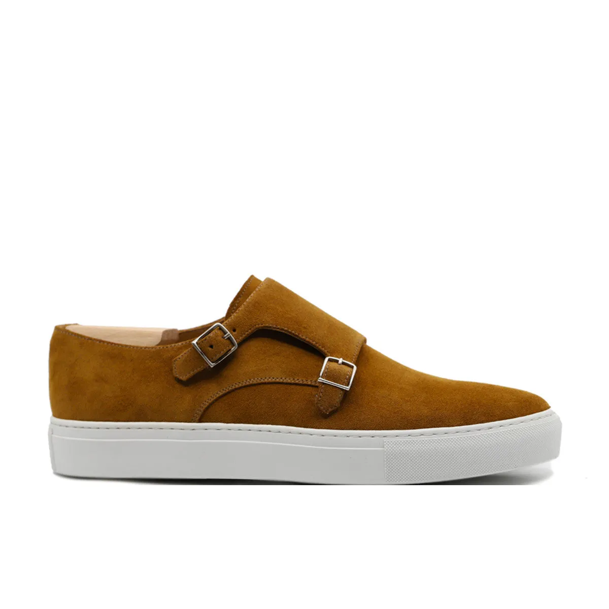 Height Increasing Tan Suede Ferrol Monk Strap Sneakers
