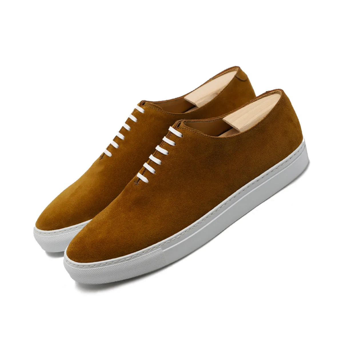 Height Increasing Tan Suede Ferrol Whole Cut Sneakers