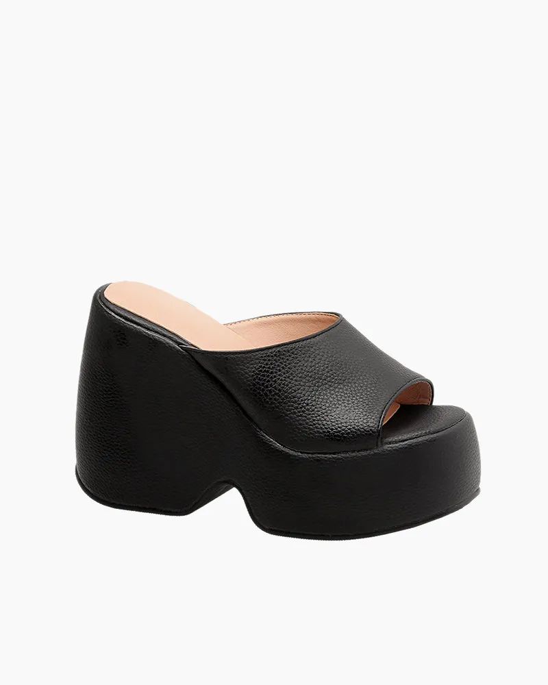 High Chunky Platform Wedge SIides Sandals
