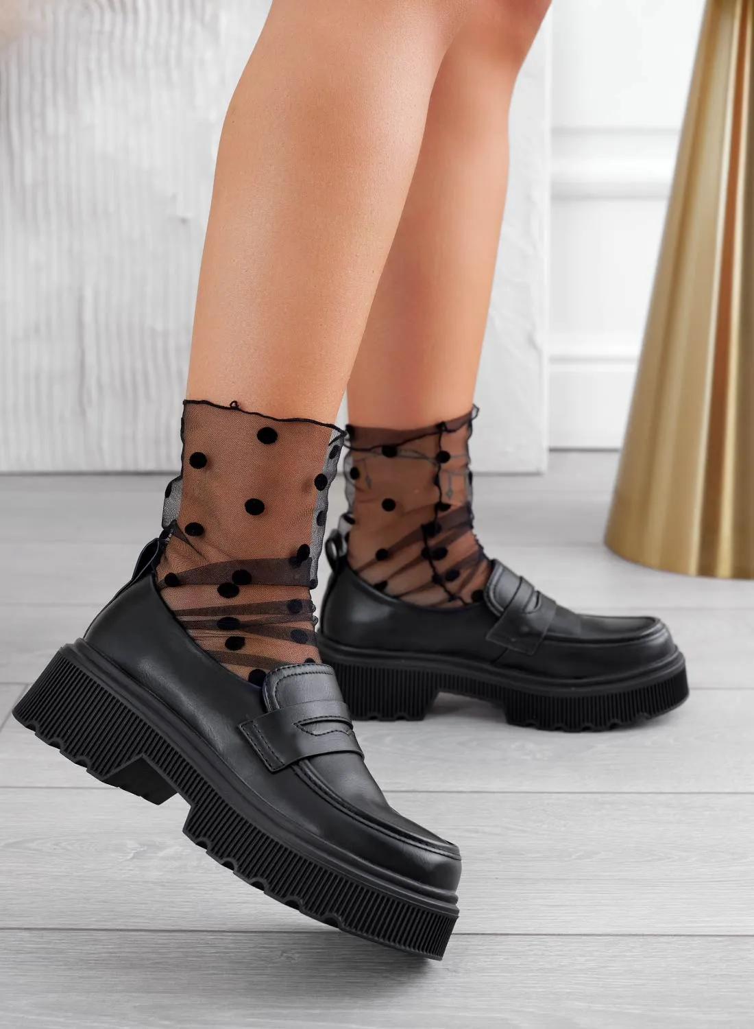 IMMA - Alexoo black loafers with high sole