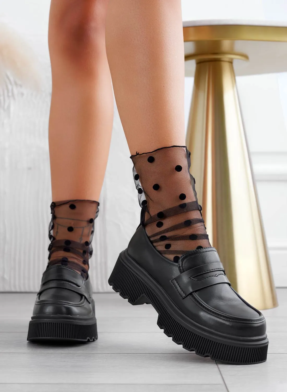 IMMA - Alexoo black loafers with high sole