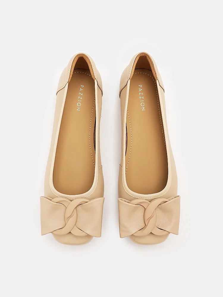 Jan Buckle Bow Square-Toe Flats