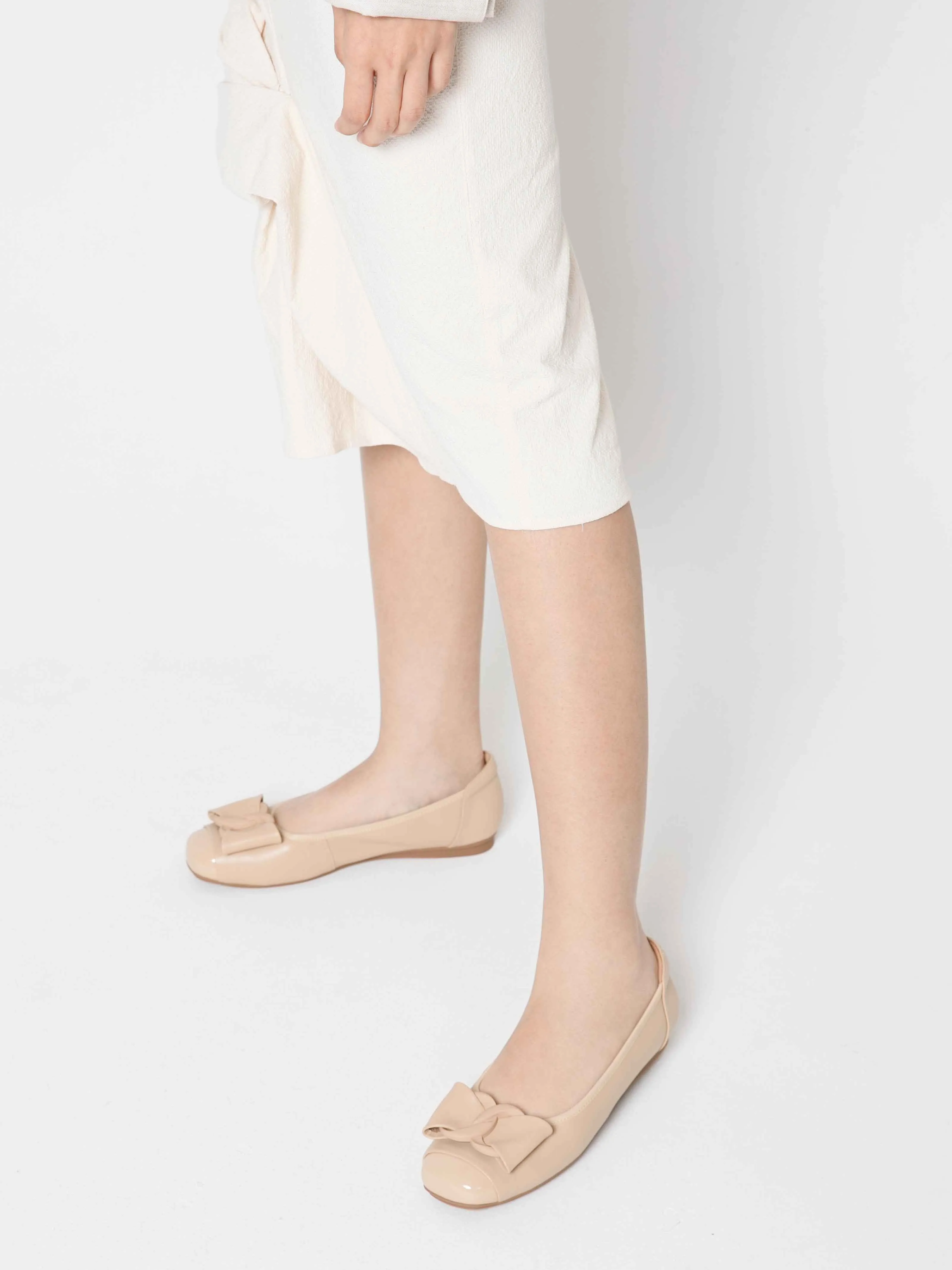 Jan Buckle Bow Square-Toe Flats