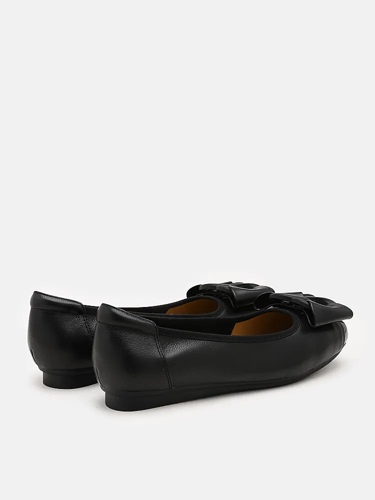 Jan Buckle Bow Square-Toe Flats