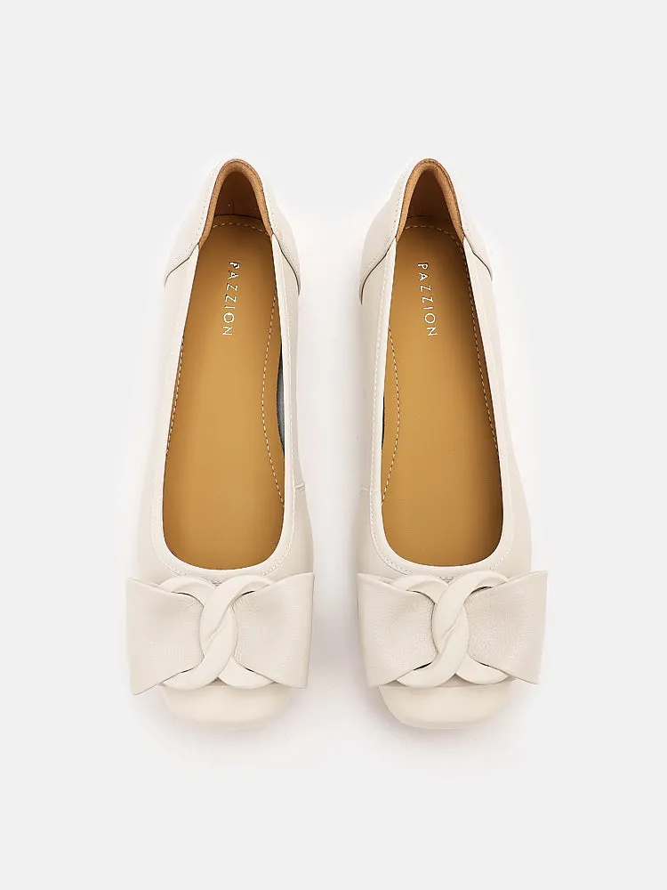 Jan Buckle Bow Square-Toe Flats