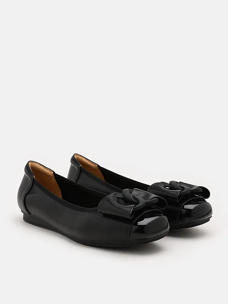 Jan Buckle Bow Square-Toe Flats