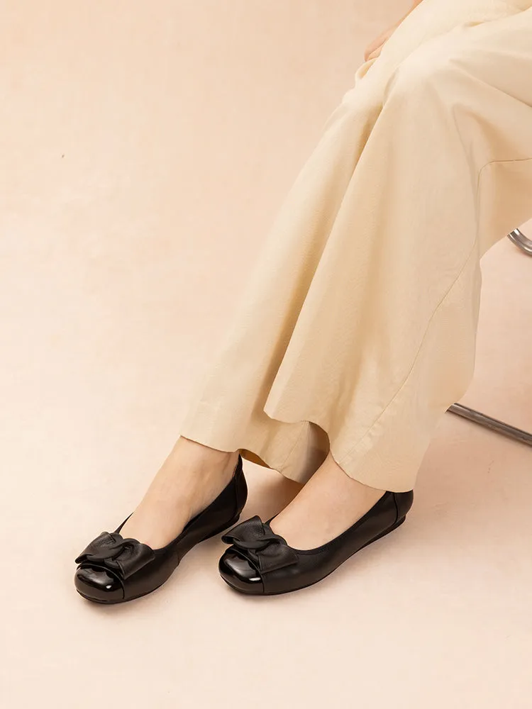 Jan Buckle Bow Square-Toe Flats