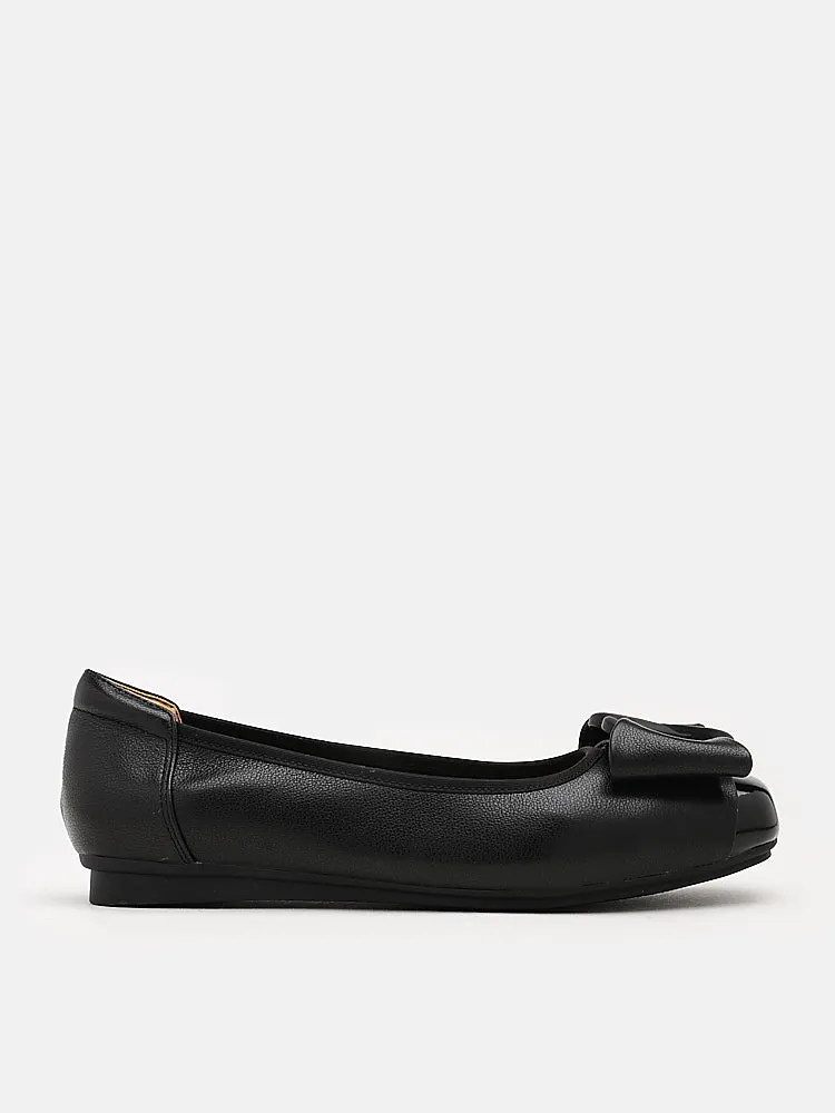 Jan Buckle Bow Square-Toe Flats