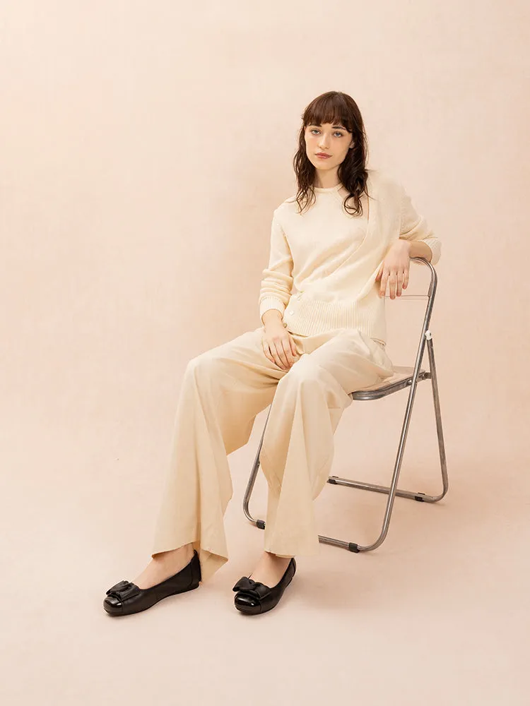 Jan Buckle Bow Square-Toe Flats