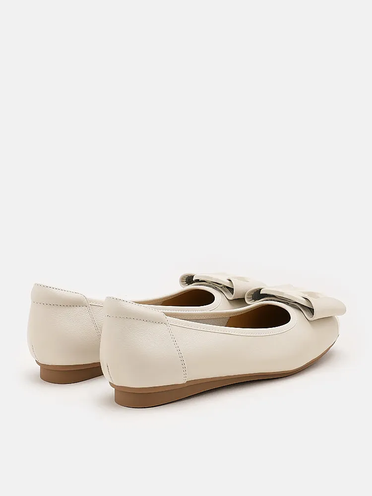 Jan Buckle Bow Square-Toe Flats