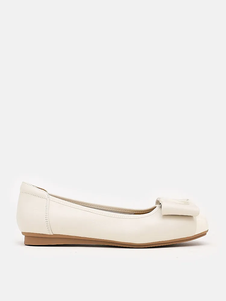Jan Buckle Bow Square-Toe Flats