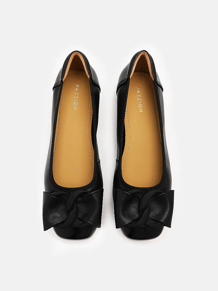 Jan Buckle Bow Square-Toe Flats