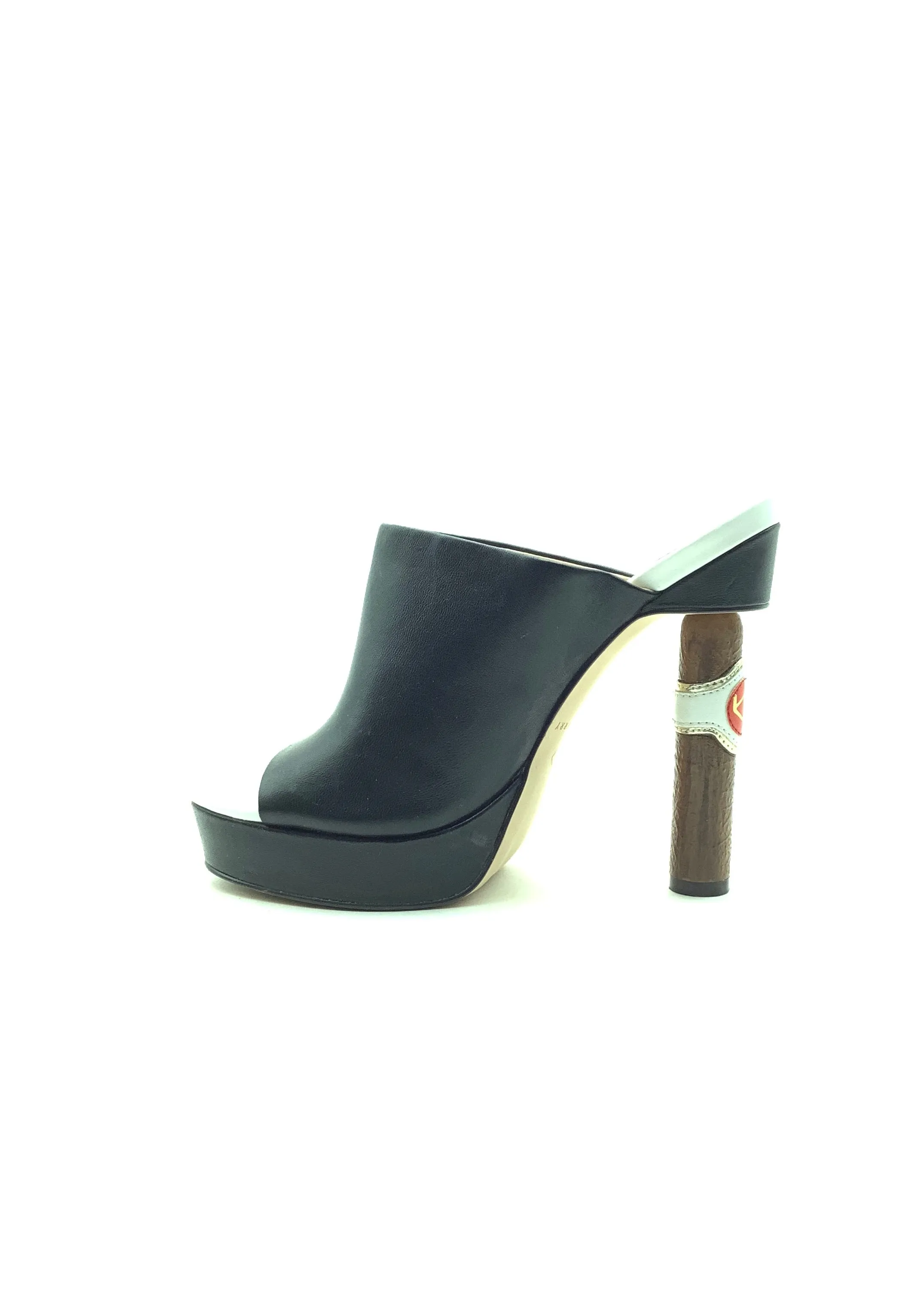 Katy Perry Sandals Black & White Leather Clog Heeled Size: 7.5