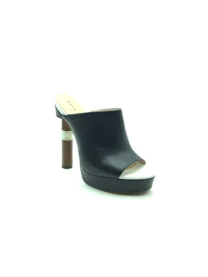 Katy Perry Sandals Black & White Leather Clog Heeled Size: 7.5