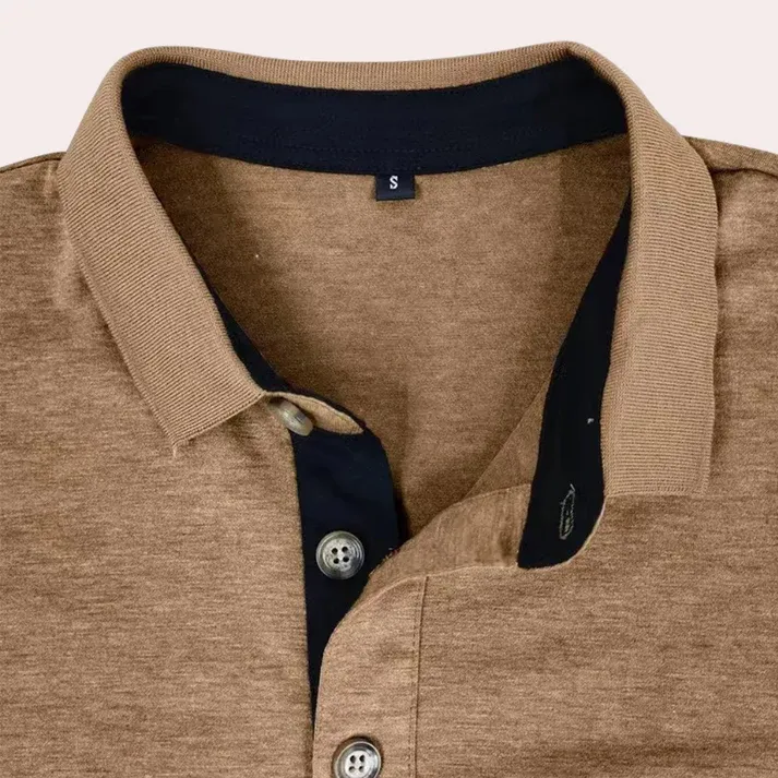 KnitLux - Heren Poloshirt Lange Mouwen, Contrasterende Kraag, Casual Pasvorm