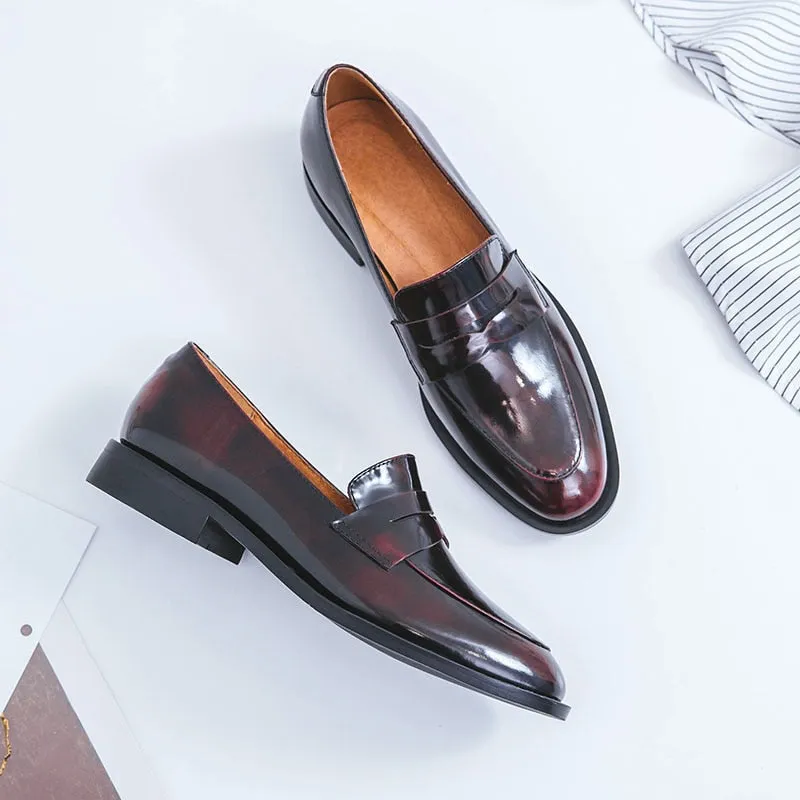 ladies Leather shoes British style plus size 22-26.5cm women pumps loafers lazy shoes womens platform heels black shoes