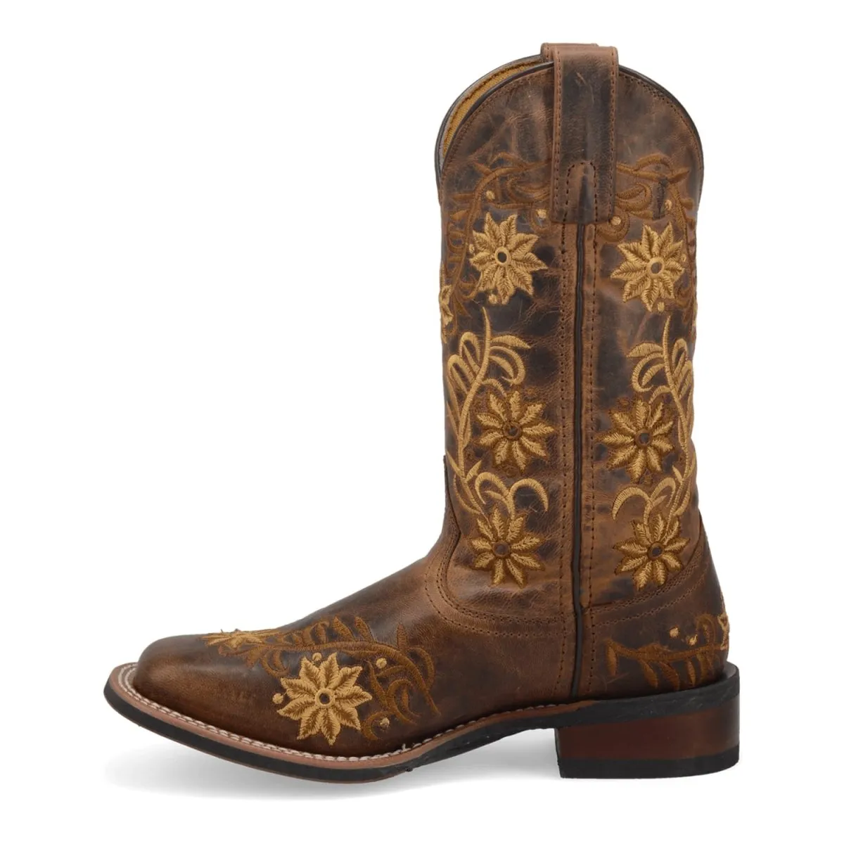 Laredo Women's Secret Garden Broad Square Toe Leather Boots - Brown 5822
