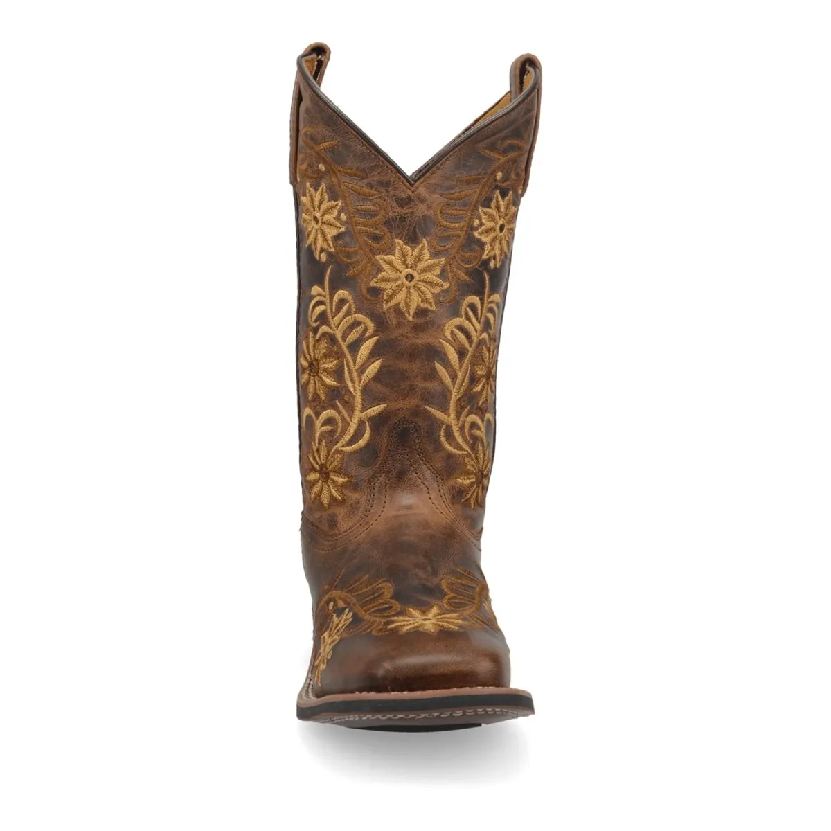 Laredo Women's Secret Garden Broad Square Toe Leather Boots - Brown 5822