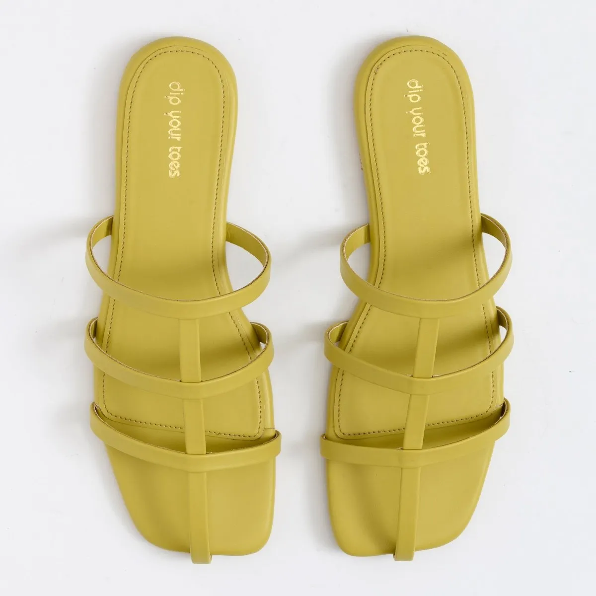 Lime Strappy square toe flats