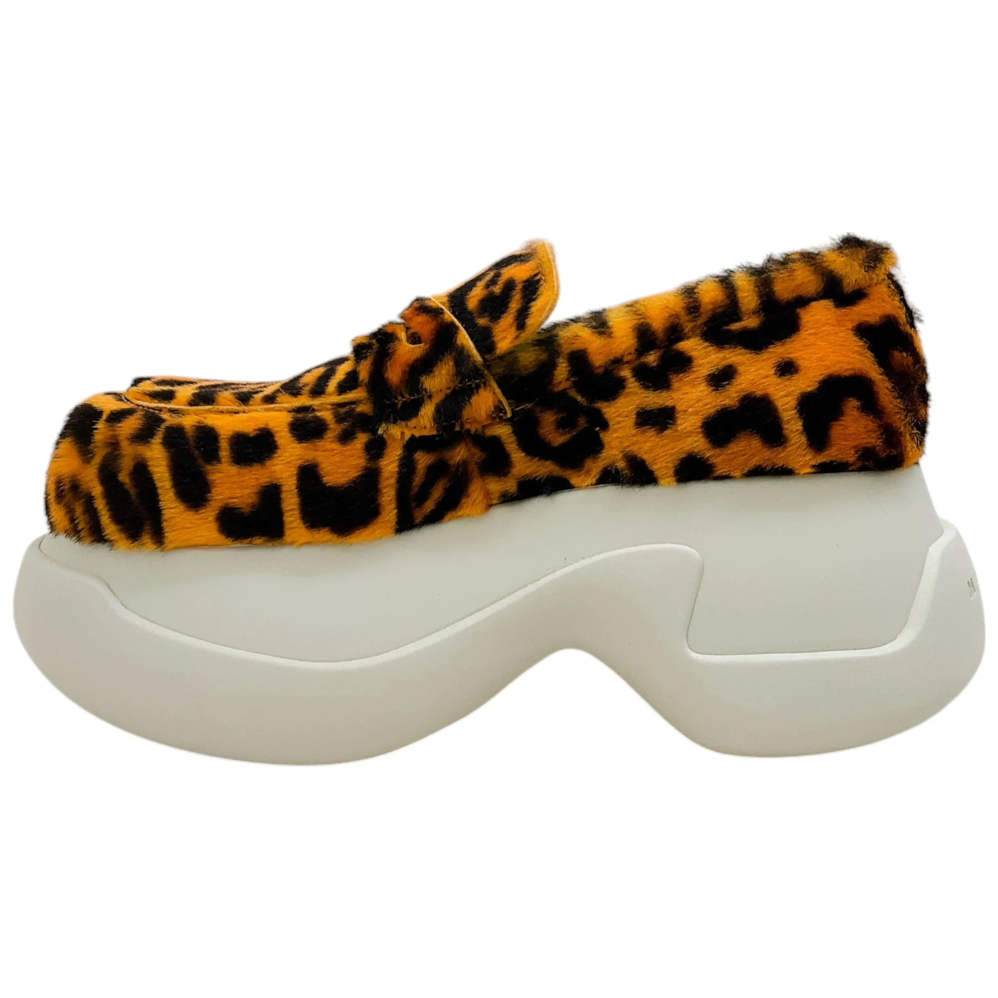 Marni Brown Leopard Calf Hair Platform Loafers