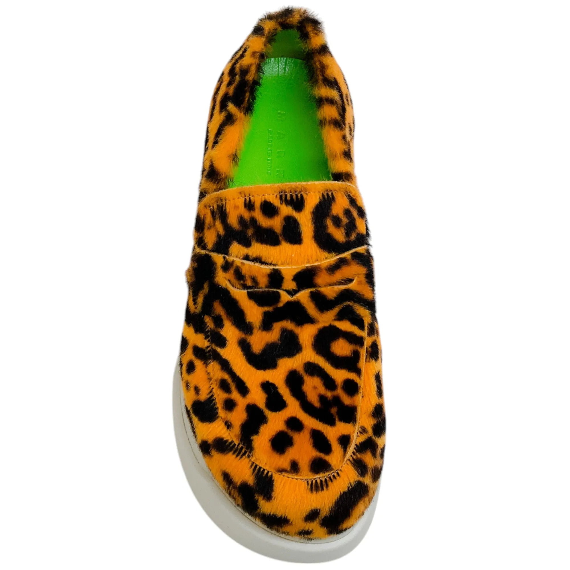 Marni Brown Leopard Calf Hair Platform Loafers