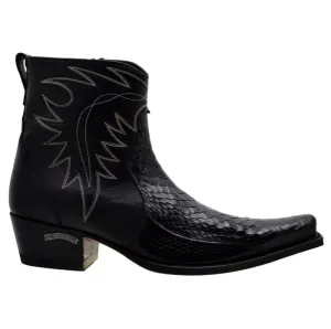 Men's Cowboy Boots Sendra 10165P Black Leather Black Python Skin available size 42