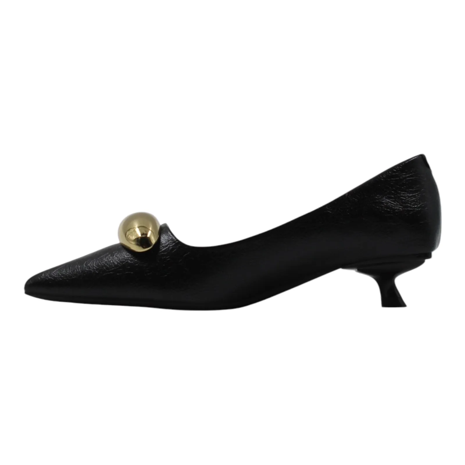 METALLIC BUCKLE DETAIL KITTEN HEELS