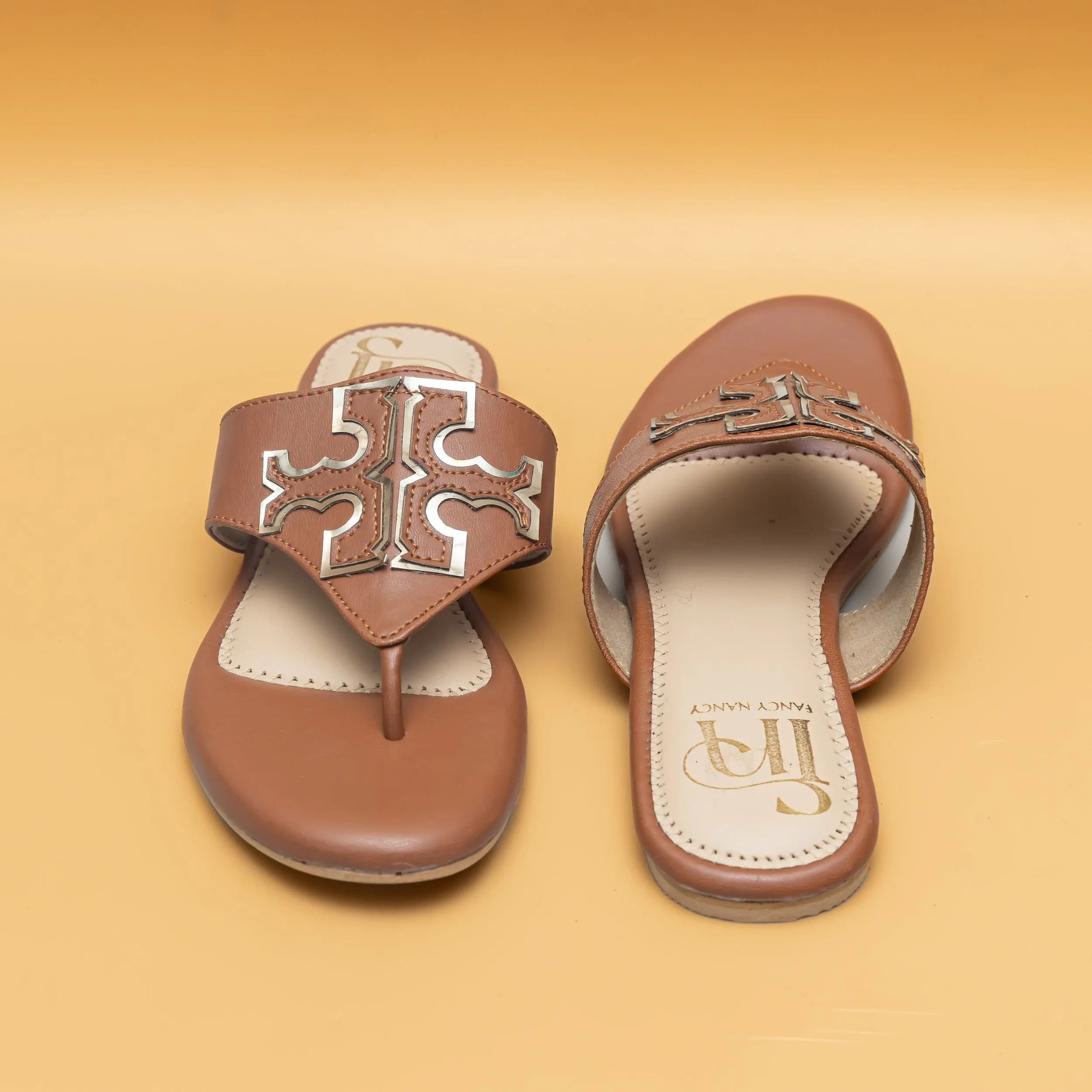 Metallic Detail Flat - Tan