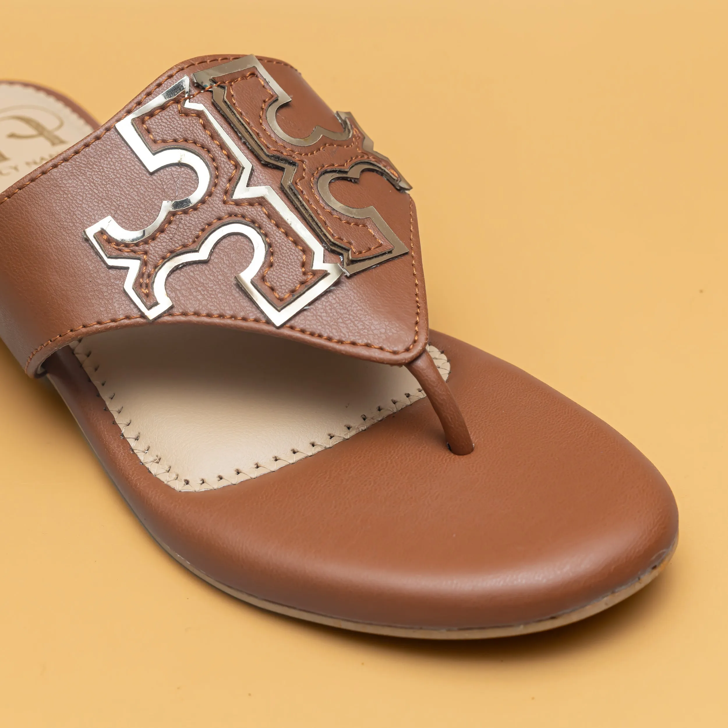 Metallic Detail Flat - Tan