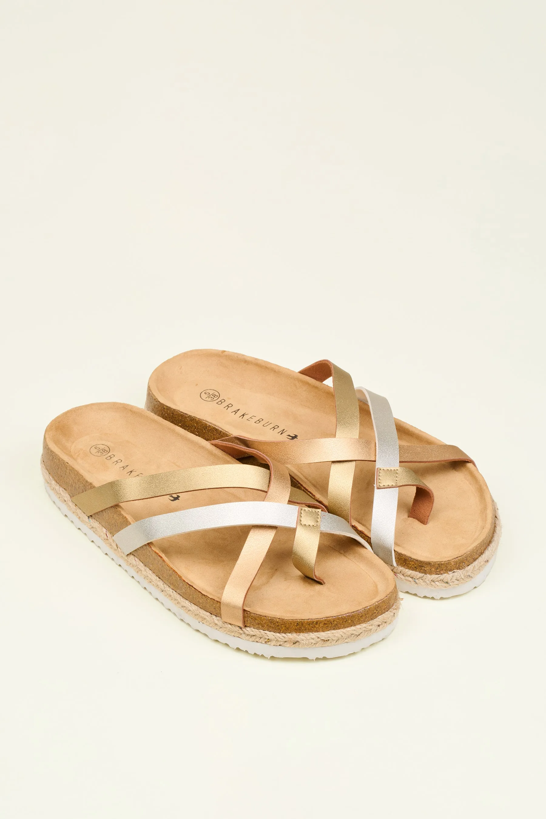 Metallic Multi Strap Sandals