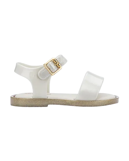 Mini Melissa Mar Glitter Sandal - Youth & Kids - White