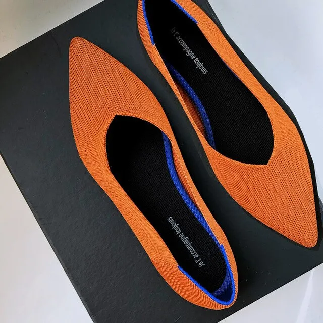 New Summer Woven Flat Shoes Knit Ballet Shoes Women Pointed Shallow Casual Boat Shoes Breathable Nurse Pregnant Shoes Zapatos De