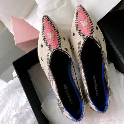 New Summer Woven Flat Shoes Knit Ballet Shoes Women Pointed Shallow Casual Boat Shoes Breathable Nurse Pregnant Shoes Zapatos De