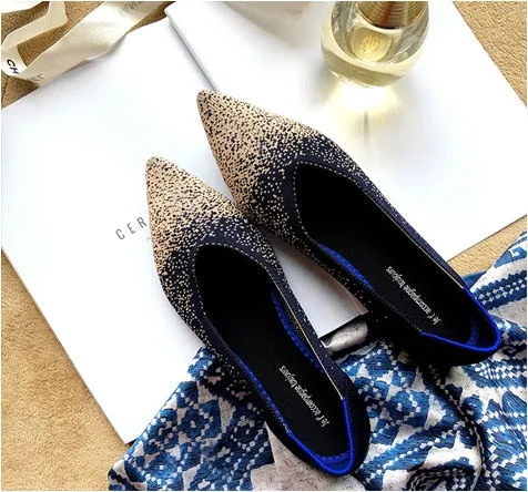 New Summer Woven Flat Shoes Knit Ballet Shoes Women Pointed Shallow Casual Boat Shoes Breathable Nurse Pregnant Shoes Zapatos De