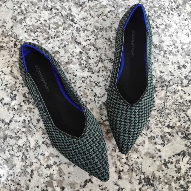 New Summer Woven Flat Shoes Knit Ballet Shoes Women Pointed Shallow Casual Boat Shoes Breathable Nurse Pregnant Shoes Zapatos De