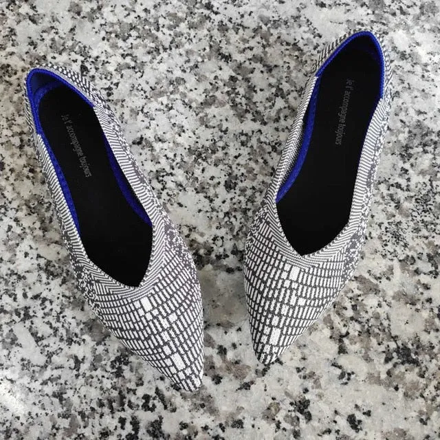 New Summer Woven Flat Shoes Knit Ballet Shoes Women Pointed Shallow Casual Boat Shoes Breathable Nurse Pregnant Shoes Zapatos De