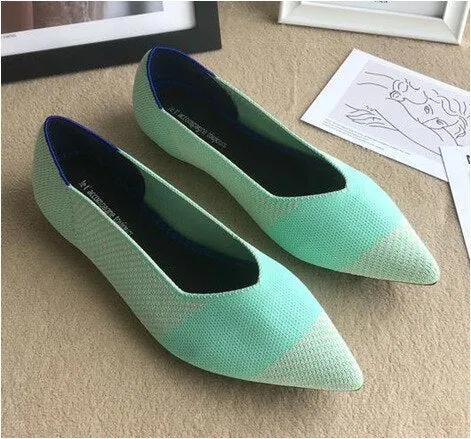 New Summer Woven Flat Shoes Knit Ballet Shoes Women Pointed Shallow Casual Boat Shoes Breathable Nurse Pregnant Shoes Zapatos De