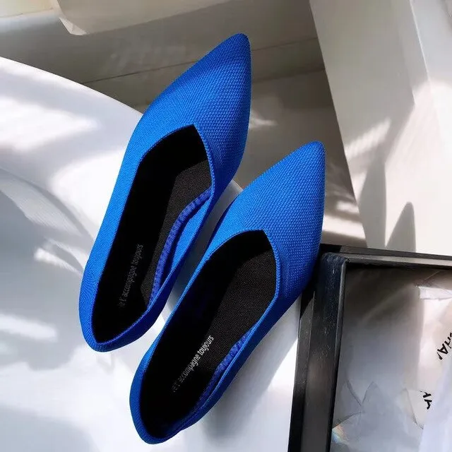 New Summer Woven Flat Shoes Knit Ballet Shoes Women Pointed Shallow Casual Boat Shoes Breathable Nurse Pregnant Shoes Zapatos De
