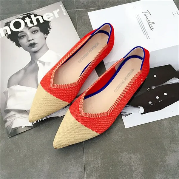 New Summer Woven Flat Shoes Knit Ballet Shoes Women Pointed Shallow Casual Boat Shoes Breathable Nurse Pregnant Shoes Zapatos De
