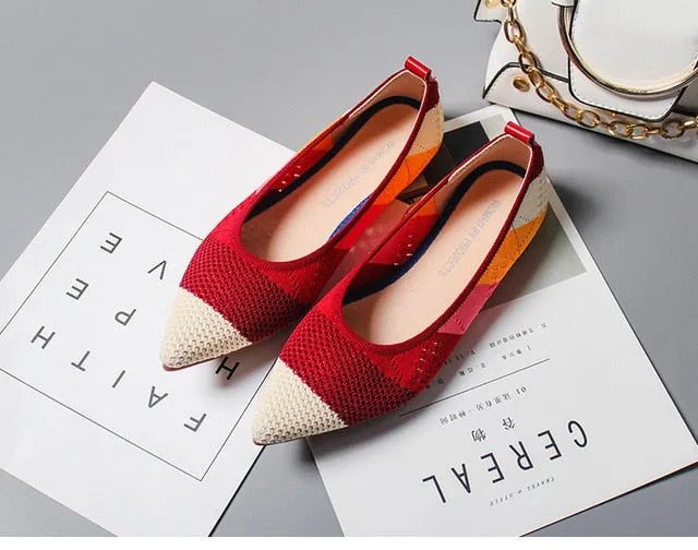 New Summer Woven Flat Shoes Knit Ballet Shoes Women Pointed Shallow Casual Boat Shoes Breathable Nurse Pregnant Shoes Zapatos De