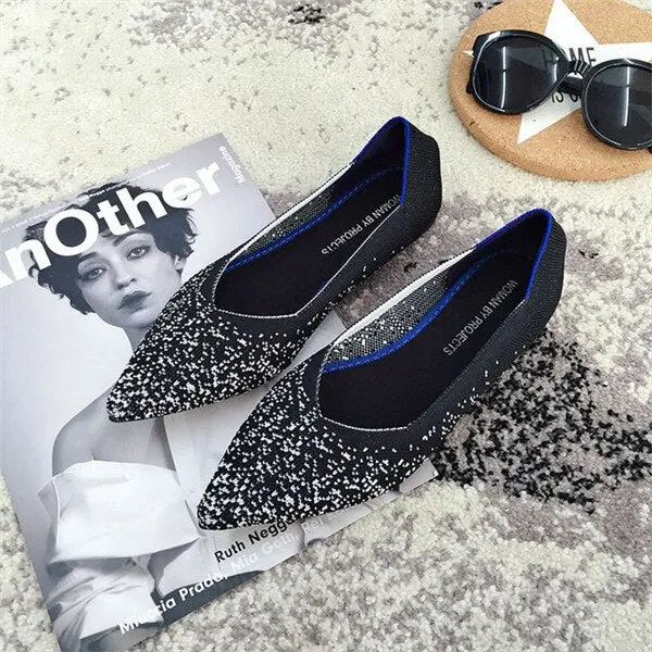 New Summer Woven Flat Shoes Knit Ballet Shoes Women Pointed Shallow Casual Boat Shoes Breathable Nurse Pregnant Shoes Zapatos De