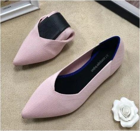 New Summer Woven Flat Shoes Knit Ballet Shoes Women Pointed Shallow Casual Boat Shoes Breathable Nurse Pregnant Shoes Zapatos De